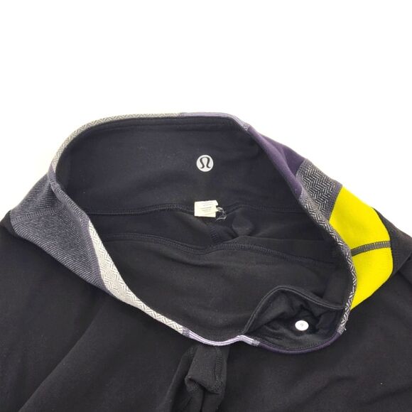 Lululemon Wunder Under Crop Leggings Womens Size 6 High Waist Black Purple Gym - Picture 2 of 7